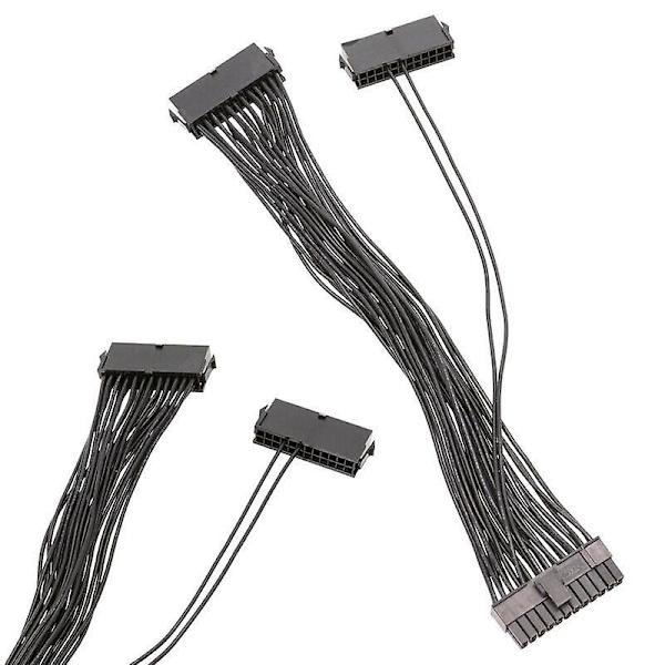 30CM Dubbel PSU Strömförsörjningssplitterkabel för 24-Pin Moderkort 18AWG