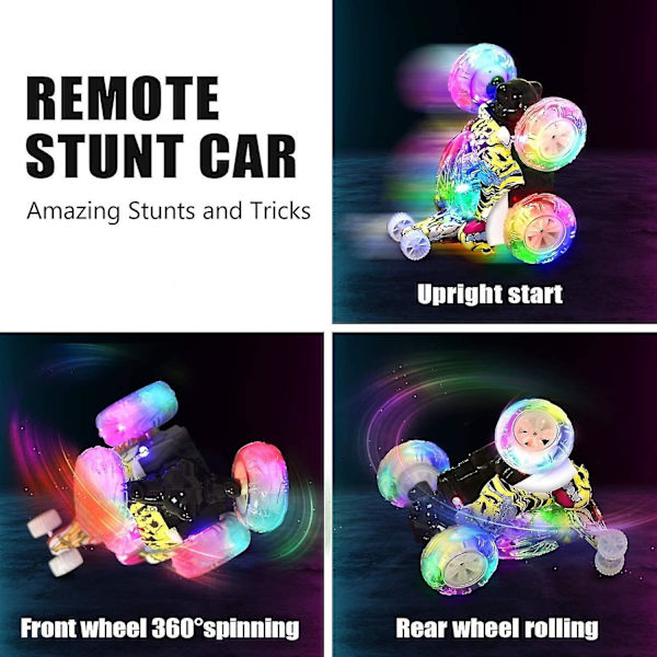 Oppladbar fjernstyrt bil, rc stuntbil uovervinnelig 360° rullende twister med fargerike lys og musikkbryter gave til barn Abstract camouflage