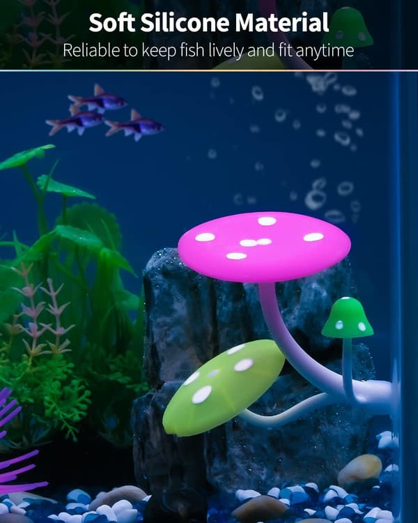 [LCS]2-pack Mushroom Swing Soft Aquarium Rest Bed Fish Breeding Spawning Mat with Suction Cup Silicone Ornament Decoration C