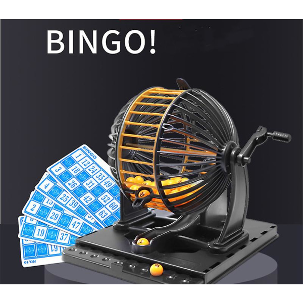 Bingo Machine Cage Game Set | Med bingoboll | Klassisk metallbur | Bingo bricka