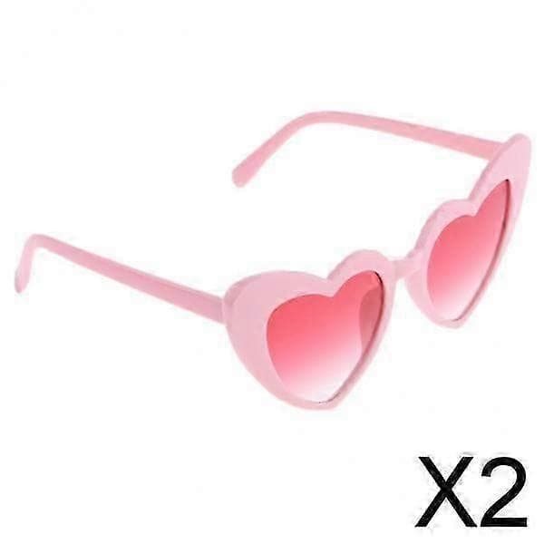 2x hjerteformede solbriller til kvinder, festbriller, briller, mode solbriller, pink [MI]