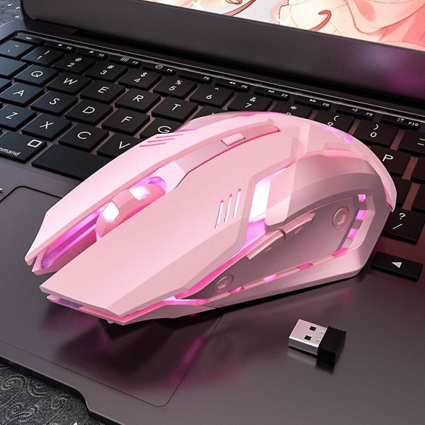 Bluetooth Wireless Mouse Girl Söt Rosa Mute Game Uppladdningsbar mus Stationär bärbar dator Mekaniskt spel