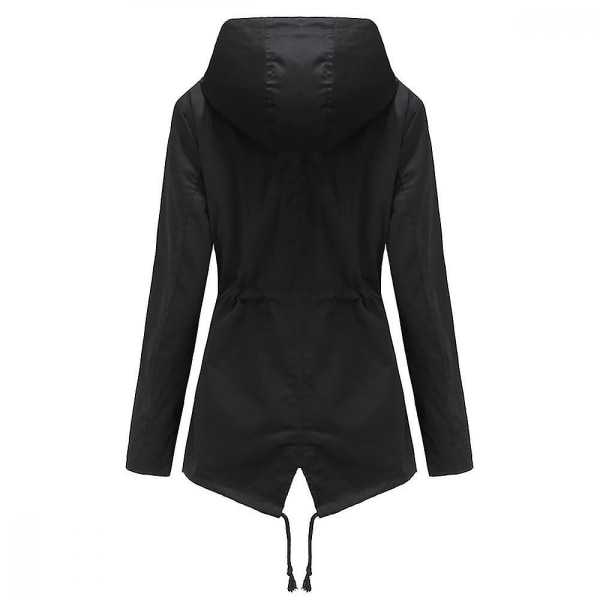 Safari Militærjakke med glidelås og snorhette for kvinner Black XL