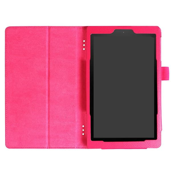 [LCS]Pu Slim Folding Flat Cover Case Stand With Auto Wake/sleep Kompatibel med New Fire Hd 8 2017 Rose Red