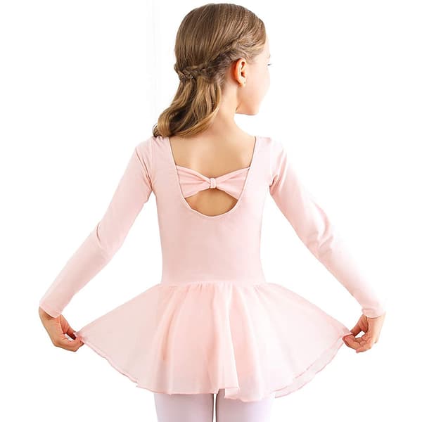 [LCS] Pige langærmet balletdragt dans Tutu kjole lyserød Pink Pink 110 cm
