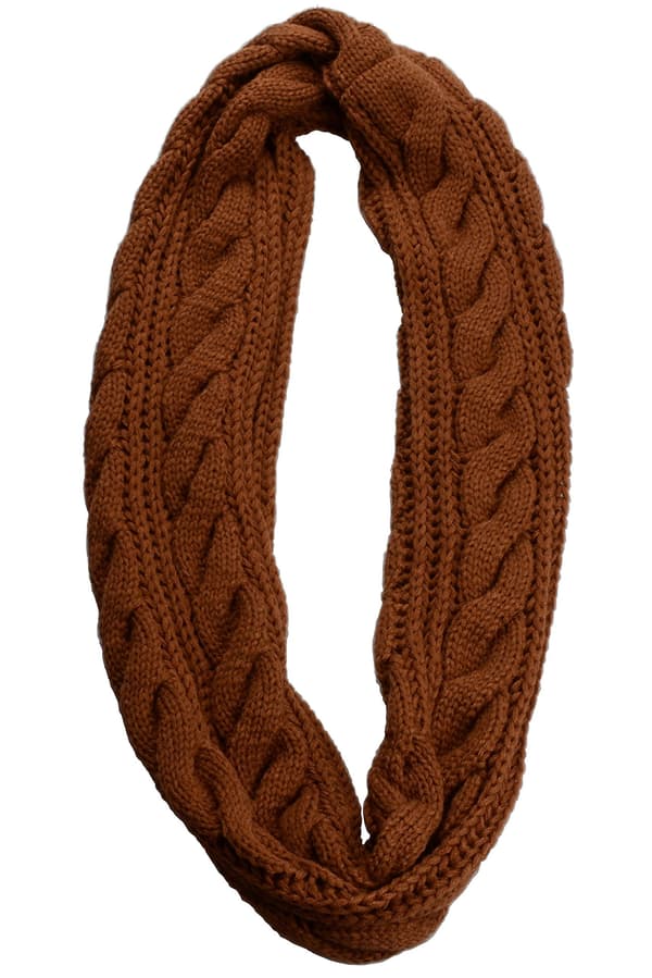 [LCS] Kvinders tykke ribstrikkede vinter-infinity-cirkeltørklæde Brown