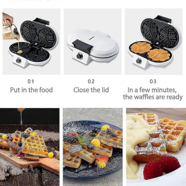 [LCS] Frukostvåffeljärn i rostfritt stål, dubbla hjärtan
