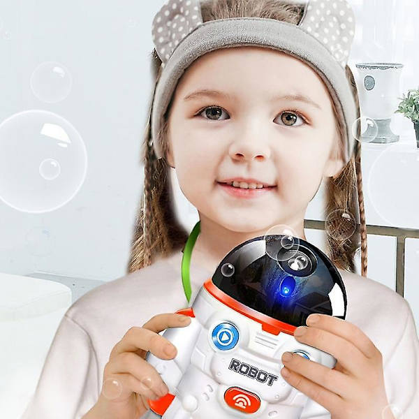 Elektrisk Bubbelmaskin Rymdman Sött Ljud Ljus Enkel Användning Batteridriven Bubbla (Orange)