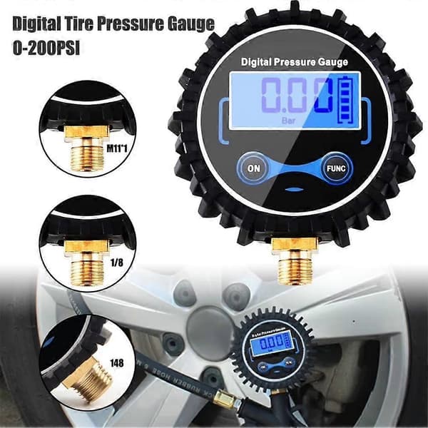 0-200PSI LCD digital dekktrykkmåler bil 1/4 tomme A