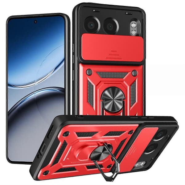 [LCS] OnePlus Nord 4 -kotelo liukuvalla kameraluukulla PC + TPU-jalustalla - Vihreä Multicolor Red