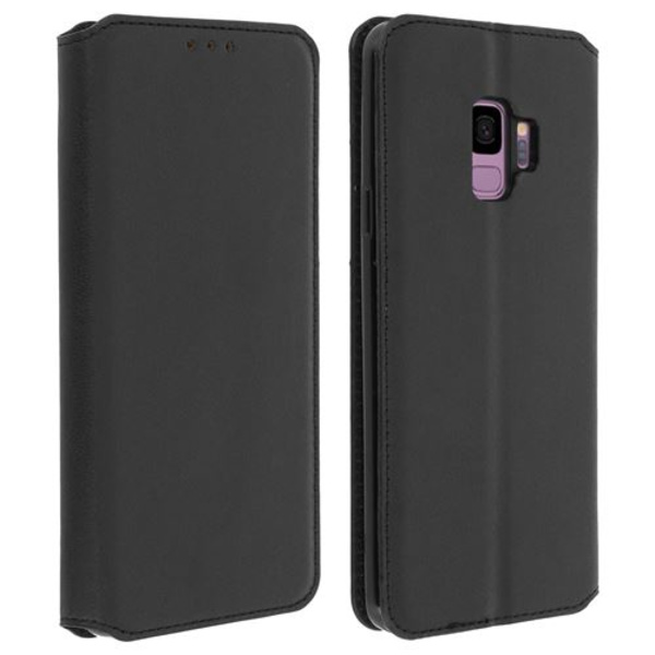 Galaxy S9 fodral Folio-skydd Korthållare Stöd Funktion Svart