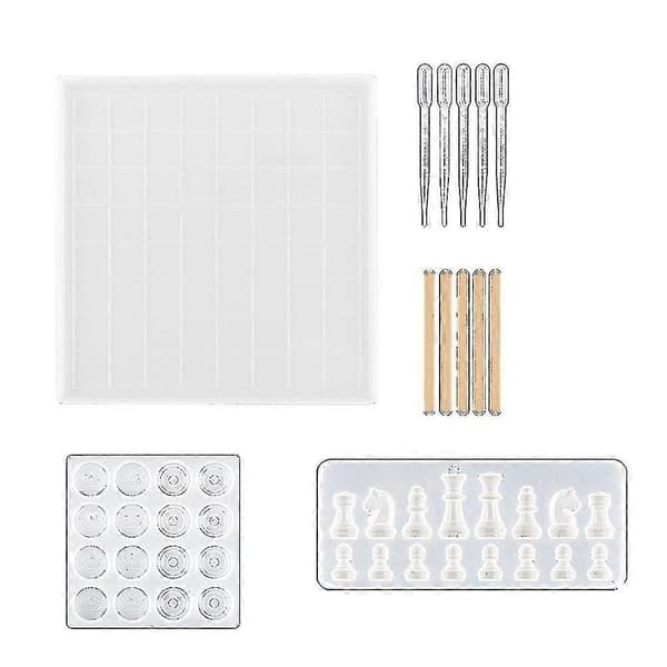 Schackset med Dambräda Silikonform, för DIY Konst Hantverkstillverkning