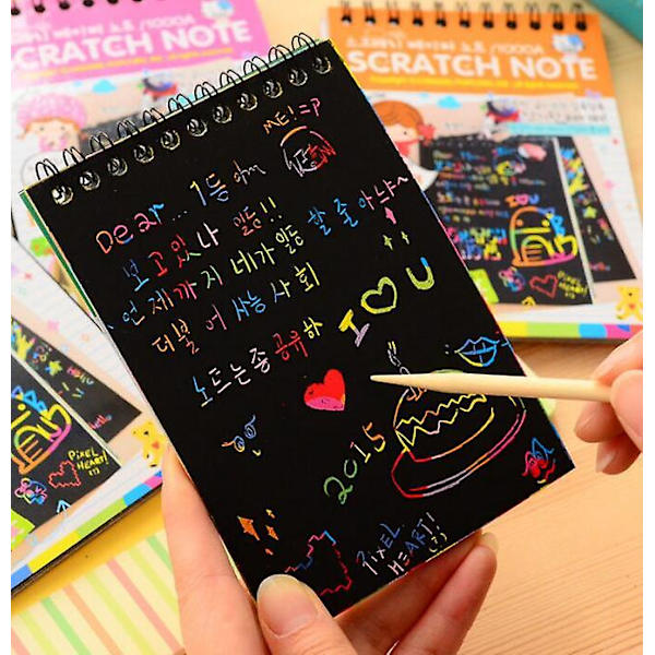 2 st Regnbågs Scratch Mini Konstanteckningar. DIY Festfavorit Tillbehör Kit pink