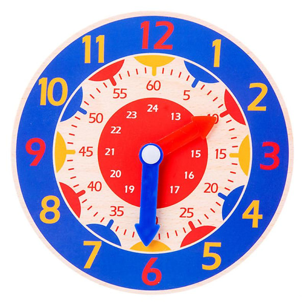 Barn Trä Klocka Leksaker Timme Minut Sekunder Kognition Läromedel Färgglada Klockor För Pojke Flicka Royal Blue