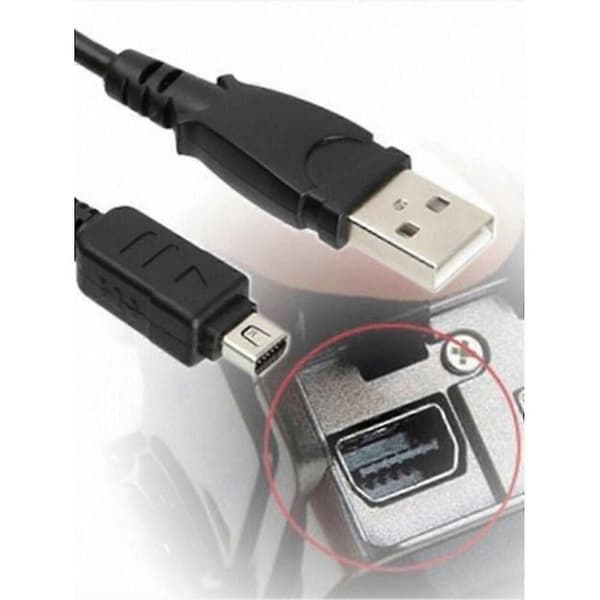 12-bens kamera USB-datakabel til Olympus - Kompatibel med E-PL7, E-PL1/2/3/5/8, EM5, E-M10Ii, EM1, CB-USB5, CB-USB6 Black