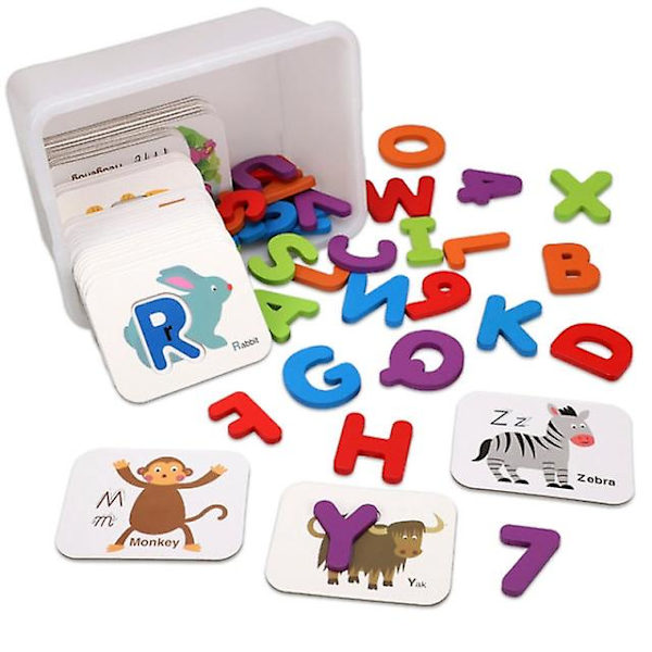 Tre Puslespill med Digitale Bokstaver og Matching Montessori Leker Kognitivt Paringsspill Set A