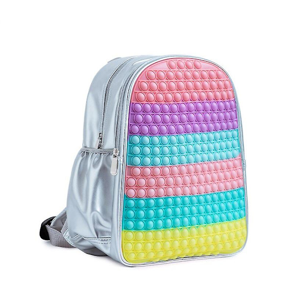 Pop Its Ryggsekk Dekompresjonsdesign Familiespillveske Grå Søt Regnbue Pop Fidget Skolesekk Tilbake Til Skolen Color  D