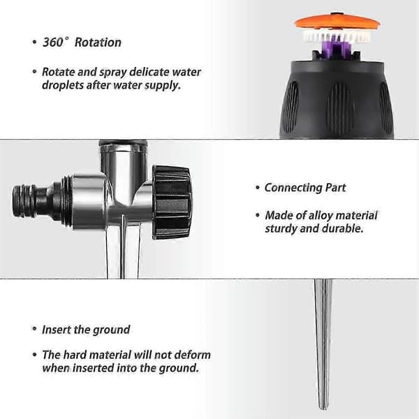 [LCS]2-pack kugghjulsdriven sprinkler, 360-graders automatisk sprinkler för effektiv gräsmattbevattning