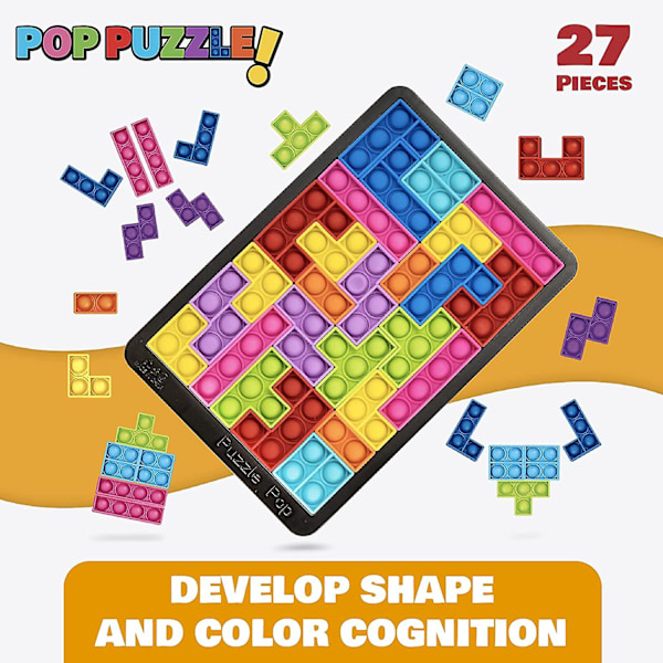 Pop pussel fidget spel - 27 bitars pusselspel pop push it bubbla sensoriska fidget leksaker för lärande gåva Black