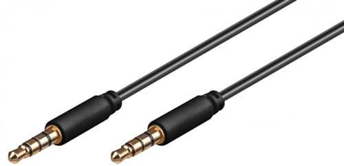 [LCS] Dobbel jack-kabel 3,5 mm Svart - 4 punkter - 1m