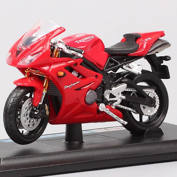 Maisto 1:18 Mini Triumph Daytona 675 Triples Moto Motorcykel Modell Skala Motorcykel Pressgjuten Leksaksfordon Present Miniatyr Fria Hjul.