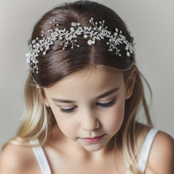 Blomsterpike Tiara Krystall Brudeslør Hårbånd for Bryllup