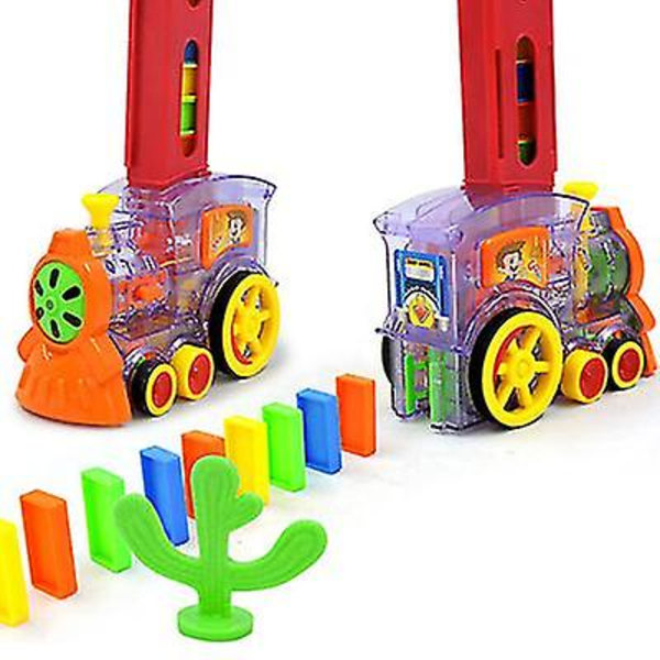 Puzzle Domino Bil Børn Tog Legetøjssæt Domino Byggeklodssæt transparent