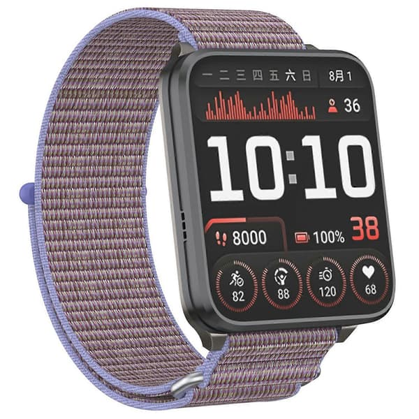 Til Garmin Venu X1 Håndledsrem Magic Tape Nylon Loop Urrem med Metalring - Lilla Multicolor Purple
