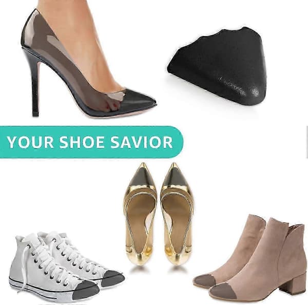[LCS]Skofyldningsindlæg 2 par, tåpudeindlæg til at få store sko til at passe, bløde halvstørrelsesindlæg til løse sko 2Pairs Black pointed