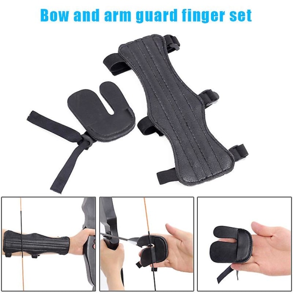 Bågskytte Arm Underarm Guard Finger Tabs Protector Set För Traditionell Recurve Bow