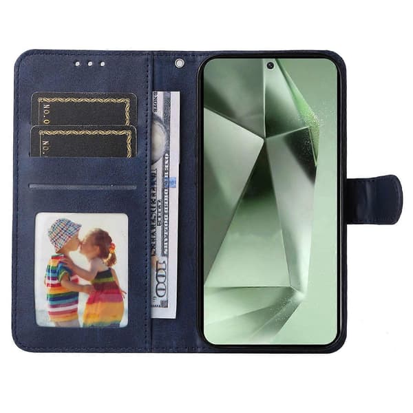 För Samsung Galaxy S24 FE Plånboksfodral PU Läder Stativ Flip Telefonfodral Multicolor Blue