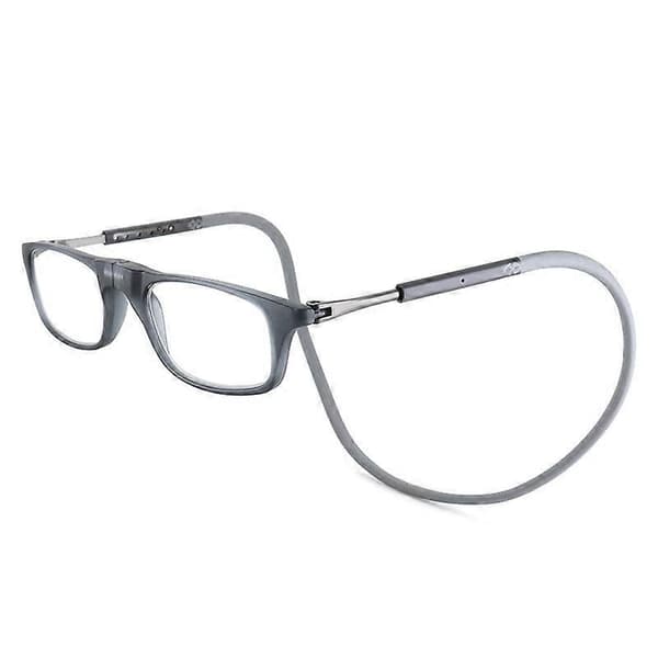 Højkvalitets Clic Magnetiske Læsebriller, Unisex, Blød Sammenfoldelig Rem, Computerlæser grey 1.0 Magnification