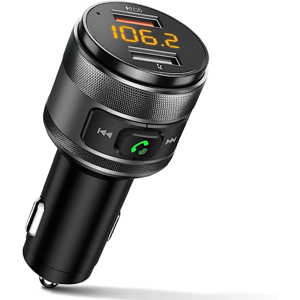 Bluetooth 5.0 FM-lähetin radioadapteri musiikkisoitin handsfree-puhelut USB-portit laturi