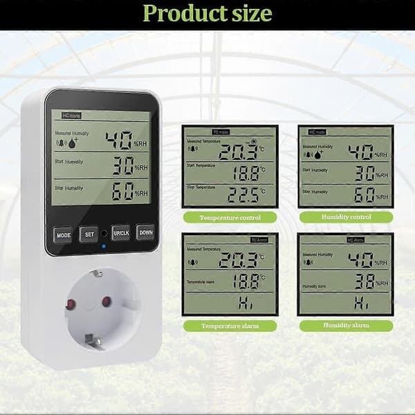 Fugtighedsregulator, Temperaturregulator Stik 230 V, Temperaturafbryder, Stik Termostat Afbryder White