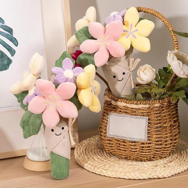 Blød Blomster Plyslegetøjsbuket - Sød Gave til Valentinsdag, Jul, Mere