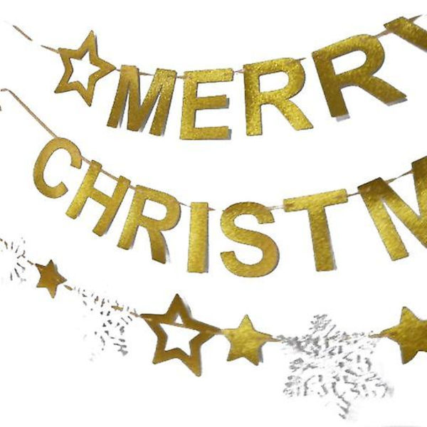 Guldglitter God Jul Banner - Perfekt för Juldekorationer