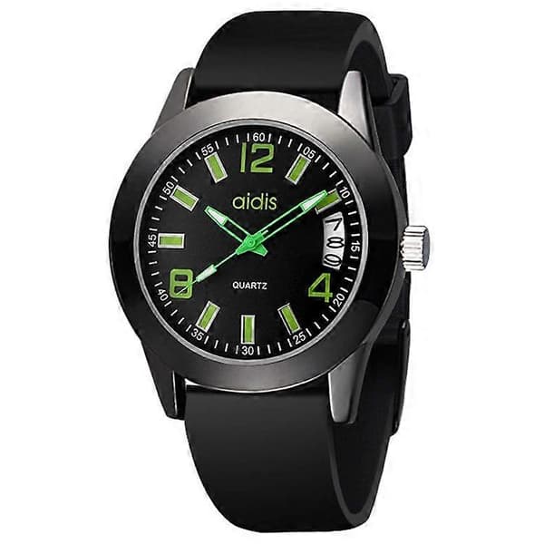 addies MY-1601 Lysende Version Silikone Urrem Kvarts Ur, Understøtter Kalender Green S