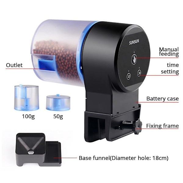 Programmerbar automatisk fiskmatare akvarium tank timer matare Ak-01s