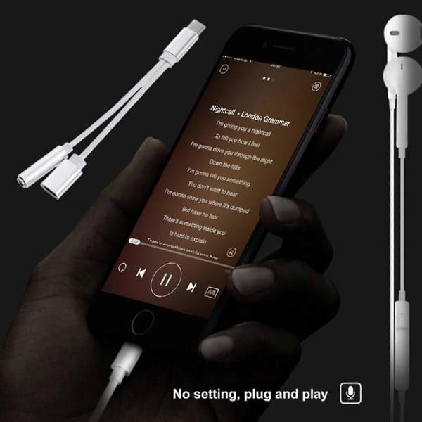 USB-C – USB-C + 3,5 mm äänisovitin, kuuloke- ja lataussovitin SL