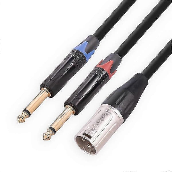 1 Xlr 3-pin hannplugg - til 2x 6,35 mm Ts hann mono plugg mikrofon lydkabel 2m