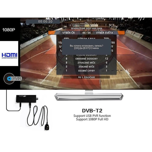 U2C T2 105 DVB-T DVB-T2 1080P HD TV Mottagare Stick Set Top Box
