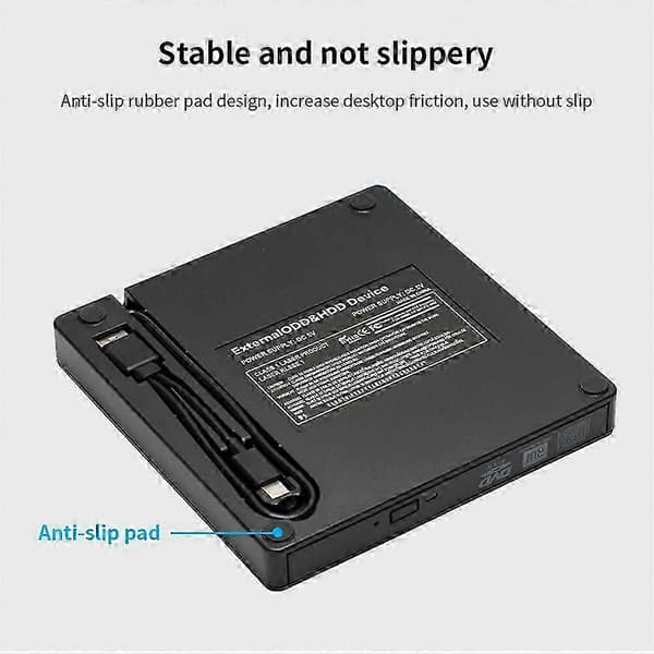 CD/DVD-lesing og -brenning USB3.0 ekstern optisk stasjon kompatibel med PC, bærbar datamaskin, notatbok Black