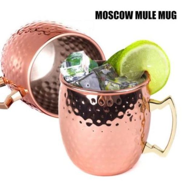 2-pak Moscow Mule cocktailglass i rustfritt stål, bronse