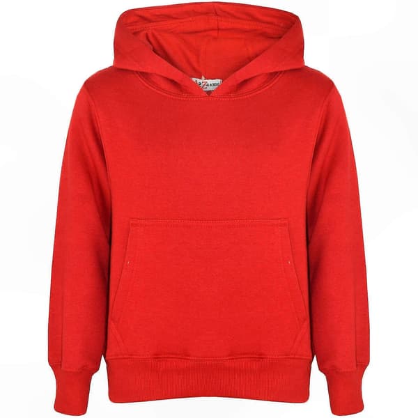 Ensfarget unisex hettegenser med joggebukse Red 9-10 Years