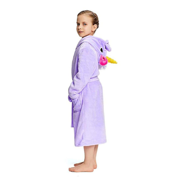 Reedca Piger Enhjørning Morgenkåbe Blød Hætte Badekåbe Nattøj Loungewear Gaver Til Piger Småbørn Børn Lilla Enhjørning 3-4 Years