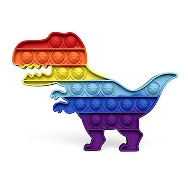 Stress Reliever Silikon Bubble Popper mjuka klämleksaker - Dinosaur Rainbow