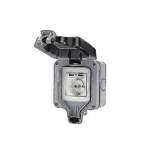 Raskas ulkokäyttöön tarkoitettu kaksoispistorasia USB-liitännällä, vedenpitävä seinärasialla (yksi)
