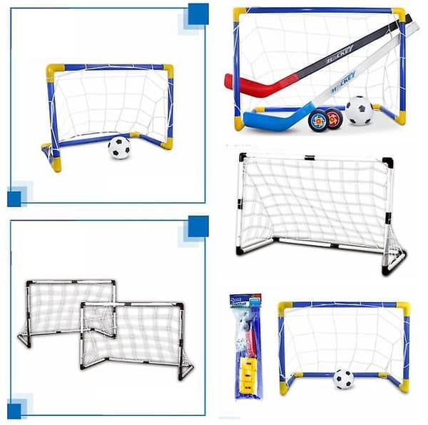 [LCS]92cm Foldbart Mini Fodboldmål Net Sæt Med Pumpe Legetøj Sport