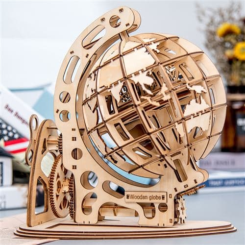 [LCS]3D Træglobus Puslespil Mekanisk Drev Selvmonterende DIY Bra