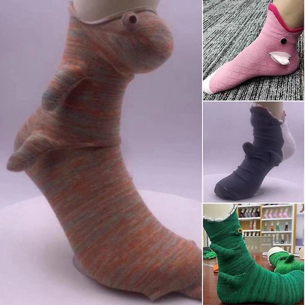 Stickade Krokodilsockor för Kvinnor/Män Kreativa Djurformade Ankelsockor Vintervarma Inomhusgolv
